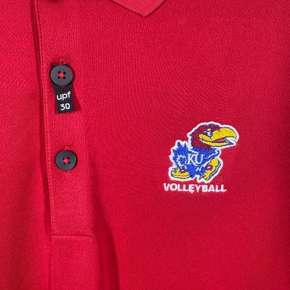 NOS Adidas Golf‎ Kansas Jayhawks KU Volleyball Performance Polo Mens XL Crimson
